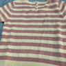 百圖betu女裝夏季新款毛針織衫橫條紋鏤空透氣短袖上衣女2405X11 粉條紋 L 曬單實(shí)拍圖