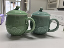 龍泉青瓷茶杯陶瓷馬克杯家用中式辦公室大容量帶蓋泡茶杯個(gè)人喝水杯子送禮 天青-禮盒裝 曬單實(shí)拍圖