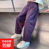 女童褲子秋冬款2025新款女孩秋裝兒童一體加絨燈芯絨休閑女童冬裝 任-RK217【紫色】加絨款 130 曬單實(shí)拍圖