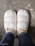 EVA褶皺棉拖鞋冬季保暖加絨棉拖男女款居家室內加厚舒適休閑棉鞋 白色 40-41 曬單實(shí)拍圖