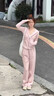 諄梧衛衣女裝春秋季2025年新款休閑運動(dòng)服設計感連帽顯瘦闊腿褲套裝女 粉色衛衣套裝L【110-120斤】 曬單實(shí)拍圖