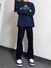 Homlean高街牛仔褲夏季男士微喇時尚百搭純色簡約休閑長褲子HA02黑色L 曬單實拍圖
