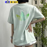 adidas經(jīng)典簡(jiǎn)約純棉運(yùn)動(dòng)上衣圓領(lǐng)短袖T恤女裝夏季阿迪達(dá)斯三葉草 亞麻綠 L 曬單實(shí)拍圖