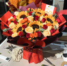 艾斯維娜鮮花速遞向日葵混搭花束生日禮物全國同城配送 33朵玫瑰+5朵向日葵混搭花束 曬單實拍圖