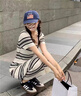 Jret氣質(zhì)方領(lǐng)連衣裙夏季女2025休閑海邊度假條紋長(zhǎng)裙女法式連衣裙 圖片色 均碼 曬單實(shí)拍圖