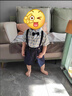 Auro Mesa夏季男童短袖套裝黃色polo領(lǐng)T恤黑白格子背帶短褲帥氣生日服 黃色 薄款 90 曬單實(shí)拍圖