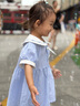 DUUDUU女寶寶甜美短袖連衣裙小童夏季外出長(zhǎng)裙子?jì)雰杭兎】?藍(lán)  90  曬單實(shí)拍圖
