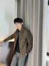 SUSTYLE高端奢侈品男裝高檔男士夾克2025春秋新款痞帥仿麂皮外套男款 摩卡棕 2XL 建議 140-155斤 曬單實(shí)拍圖