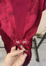俞兆林媽媽夏裝時(shí)尚顯瘦氣質(zhì)連衣裙女喜婆婆婚宴禮服短袖長裙中老年女裝 紅色1號 3XL （適合115-130斤） 曬單實(shí)拍圖
