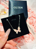 GLTEN粉水晶蝴蝶銀項鏈女2025新款吊墜生日禮物女士輕奢小眾送女友老婆 曬單實(shí)拍圖