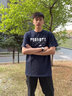 純棉短袖T恤男夏季新款休閑透氣字母寬松五分落肩袖潮流上衣半袖 藏青色 100%純棉-DX-03 XL (建議體重120-140斤左右） 曬單實(shí)拍圖