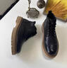 七匹狼品牌男鞋秋季高幫男士真皮工裝鞋增高靴子男時(shí)尚潮流休閑靴子男 黑色 41 曬單實(shí)拍圖