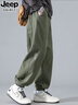 JEEP SPIRIT吉普工裝褲男秋冬季男士純棉寬松垂感百搭哈倫男褲休閑束腳褲子男 537軍綠常規 XL 碼(135斤-150斤) 曬單實(shí)拍圖