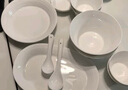 瑪戈隆特 事事如意餐具純白浮雕骨瓷餐盤整套散件組合 4人份餐具套裝 19頭 曬單實(shí)拍圖