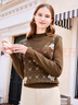 百圖betu女裝冬季新款毛衣時(shí)髦拼接兩件式寬松高領(lǐng)毛衫女2311T45 咖啡色 S 曬單實(shí)拍圖
