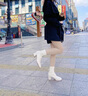 達芙妮（DAPHNE）短靴女英倫風(fēng)粗跟高跟春季2026新款百搭女靴 米白色 37 (235mm) 標準碼 曬單實(shí)拍圖