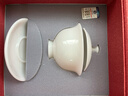 蘇氏陶瓷（SUSHI CERAMICS）高端冰種玉瓷吉祥如意三才蓋碗禮盒套裝100ml泡茶碗 曬單實(shí)拍圖