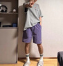 FOX.G男士短褲夏季男運(yùn)動(dòng)褲子外穿2025新款速干跑步休閑褲薄款冰絲男褲 紫色帶口袋抽繩運(yùn)動(dòng)短褲 3XL 【建議150-165斤】 曬單實(shí)拍圖