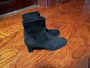 他她（TATA）彈力靴2025冬季新款女靴百搭時(shí)裝靴粗跟短筒襪靴JYC01DD5 黑色 39 曬單實(shí)拍圖