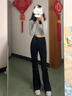 鉑吶苓牛仔褲女微喇叭2025新款春夏高腰顯瘦遮肉闊腿美式復(fù)古馬蹄喇叭褲 微喇叭牛仔褲【黑色】常規(guī)款 L 【110-125斤】 曬單實(shí)拍圖