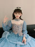 思妙星兒童禮服裙輕奢小眾高端女童主持人生日公主裙花童女孩鋼琴演出服 藍色長(cháng)款 160 曬單實(shí)拍圖