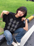 哈魯?shù)霞兠薅绦銽恤女2025夏秋新款爆款小眾設(shè)計(jì)感寬松美式潮牌半袖上衣 黑色 M （80-100斤） 曬單實(shí)拍圖