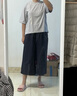 無印良品（MUJI）女式易干彈力泡泡紗輕便七分褲 褲子女款25年夏季女裝 BE1VSA5S 藏青色 L （165/70A） 曬單實拍圖