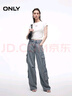 ONLY2025夏季新款工裝休閑風(fēng)寬松闊腿褲長(cháng)褲牛仔褲女|125232069 J33350水洗牛仔藍 XS XS標準褲長(cháng) 曬單實(shí)拍圖