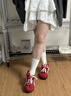 浪莎紅色德訓鞋女2025新款秋季百搭小眾面包鞋大頭透氣休閑鞋學(xué)生板鞋 紅色 36 曬單實(shí)拍圖