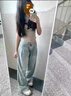 FSHE淺色天絲直筒牛仔褲女夏薄款大碼胖mm高腰顯瘦寬松垂感冰絲闊腿褲 懷舊藍(lán)天絲牛仔 常規(guī) S 【80-90斤】 曬單實(shí)拍圖