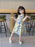 迪士尼女童吊帶連衣裙夏季2024新款兒童背心裙棉布洋氣寶寶碎花公主裙子 綠色 150 曬單實(shí)拍圖