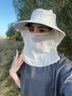 貓人防曬帽女夏季防紫外線全臉遮陽(yáng)面罩護(hù)頸一體太陽(yáng)帽戶外遮陽(yáng)帽子女 米白色 均碼（56-60） 曬單實(shí)拍圖