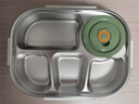 蘇泊爾（SUPOR）飯盒316不銹鋼自帶布包餐具學(xué)生上班族餐盤(pán)多分格不串味保溫飯盒 灰綠（含布包+餐具） 2000ml 曬單實(shí)拍圖