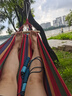 戶外吊床休閑娛樂小憩安全自駕野營吊床 紅色條紋 雙人加厚彩虹【實木防側(cè)翻】 曬單實拍圖