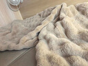 AILUKI法國高端加絨加厚水貂絨毛毯被冬天保暖毯子沙發(fā)蓋毯學(xué)生宿舍單人 可可慕莎-金棕葉 【輕奢水貂絨 星級品質(zhì)】 150cm*200cm 【單人毯】 曬單實(shí)拍圖