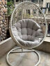 廣杉室內吊籃椅子秋千家用吊椅吊蘭椅陽(yáng)臺吊床藤椅懶人鳥(niǎo)巢戶(hù)外搖籃椅 米白蜜織新款蛋形米白彎桿送坐 曬單實(shí)拍圖