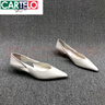 卡帝樂鱷魚（CARTELO）歐洲站女鞋2025春季新款歐貨真皮細(xì)跟淺口尖頭鏤空貓跟休閑單鞋女 白色 37 曬單實(shí)拍圖