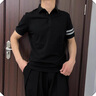衣然呈品男士POLO衫短袖韓版潮流T恤ins潮牌半袖2025新款夏季百搭上衣男裝 黑色 XL 【建議120-140斤】 曬單實(shí)拍圖