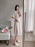 歐迪惠雪紡連衣裙女夏季2025年新款森系收腰顯瘦裙子女裝夏天氣質小個子 杏色 S 曬單實拍圖
