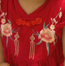優(yōu)奇女寶寶周歲禮服夏季薄款女嬰幼兒紅色旗袍包屁衣服抓周百歲宴爬服 曬單實(shí)拍圖