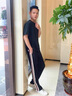 aolinps澳林匹斯 王源同款 側(cè)邊織帶條紋直筒休閑褲長(zhǎng)褲男女潮流長(zhǎng)褲 黑色 2XL (145) 曬單實(shí)拍圖