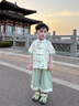 G.DUCKKIDS小黃鴨童裝兒童漢服女童夏季男童六一兒童節(jié)演出服夏天新中式校服 男童綠色 110 【建議4-5歲】 曬單實(shí)拍圖