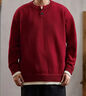 大力水手紅色馬年本命年毛衣男士冬季加厚假兩件針織打底衫DM10紅色XL 曬單實(shí)拍圖