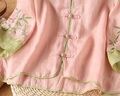 顏熏末年新款夏季棉麻民族風(fēng)重工刺繡盤(pán)扣文藝茶服上衣遮肉寬松上衣 粉色 4XL 170-190建議體重 曬單實(shí)拍圖