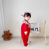G.DUCKKIDS小黃鴨一周歲禮服男女寶寶抓周衣服中國風百天滿月嬰兒連體衣秋季 紅色 90cm 90碼1~2歲建議寶寶21-27斤 曬單實拍圖