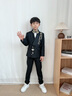 DOMIAMIAKIDS新中式男童西裝套裝兒童西服國潮風(fēng)男寶主持生日宴禮服演出服 黑色刺繡西裝5件套 150 （身高140-150）［體重66-75斤］ 曬單實(shí)拍圖