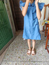 迪士尼女童裙子2025夏季女孩復(fù)古國風(fēng)旗袍兒童連衣裙DSNSZ241211 藍(lán)140 曬單實拍圖