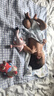 良良嬰兒涼席幼兒園兒童新生兒涼席天絲苧麻午睡1.0版本藍(lán)格130*70cm 曬單實(shí)拍圖