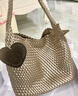 ECODAY編織托特包大容量通勤手提單肩包女包生日情人節禮物送女友 香檳色（中號） 曬單實(shí)拍圖