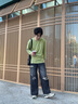 名創(chuàng)優(yōu)品（MINISO）華夫格長袖T恤男2025新款重磅220G綠色男生ins風百搭圓領(lǐng)打底衫潮 【2件裝】棕櫚綠+白色 L 175(名創(chuàng)優(yōu)品 品控嚴格) 曬單實拍圖